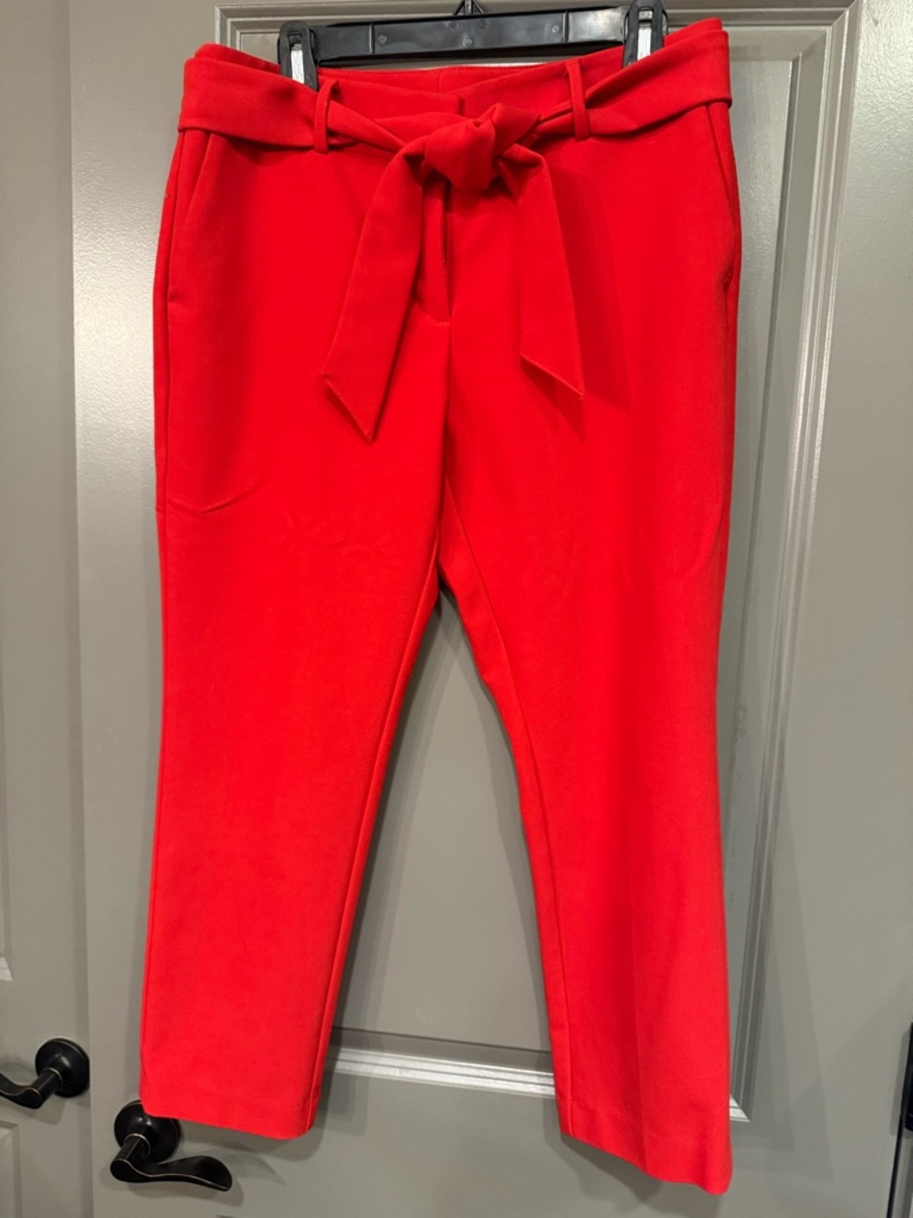 LOFT Red Tie-Waist Trousers